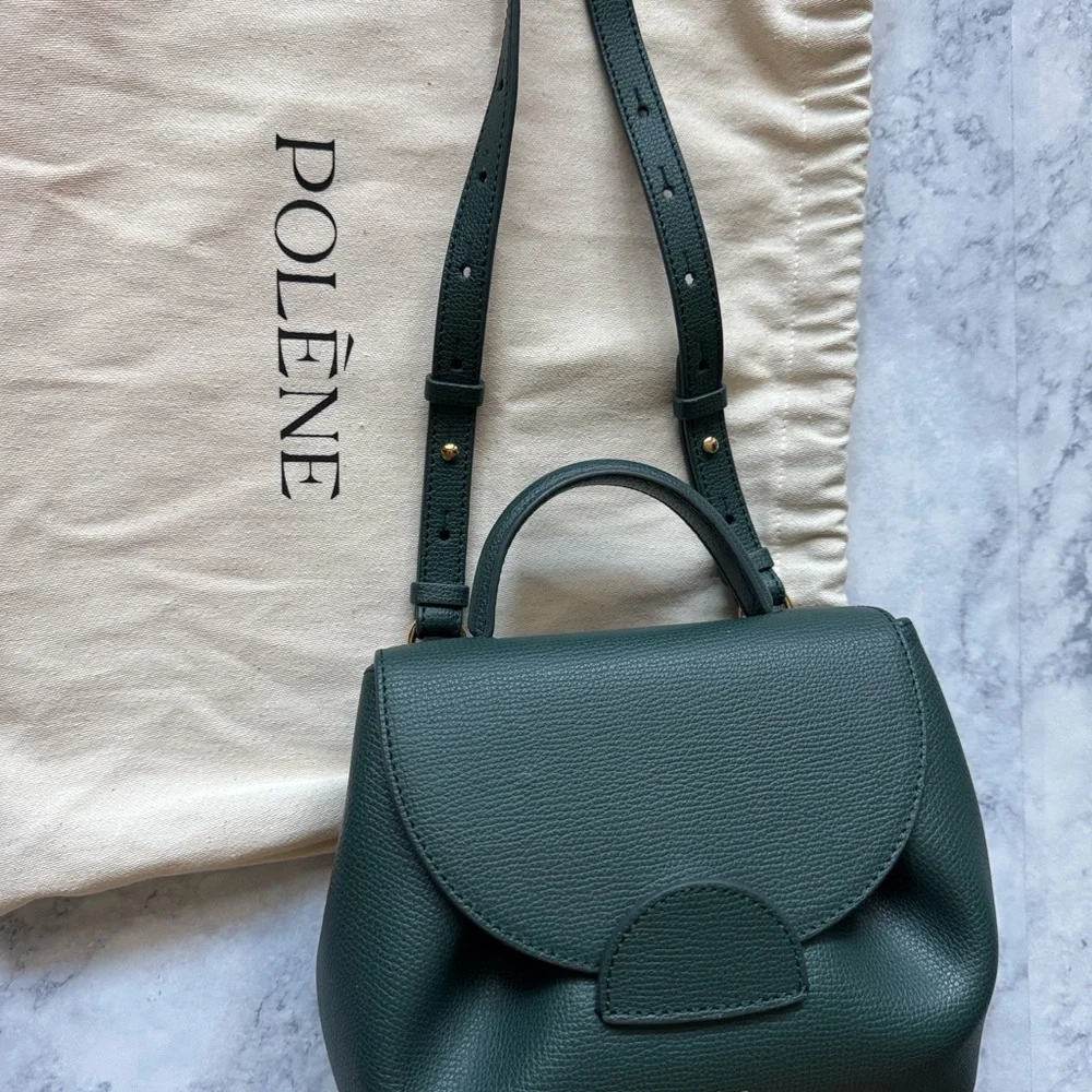Polene Numéro Un Nano Dark Hunter Green Crossbody Bag Purse Paris - Picture 4 of 12